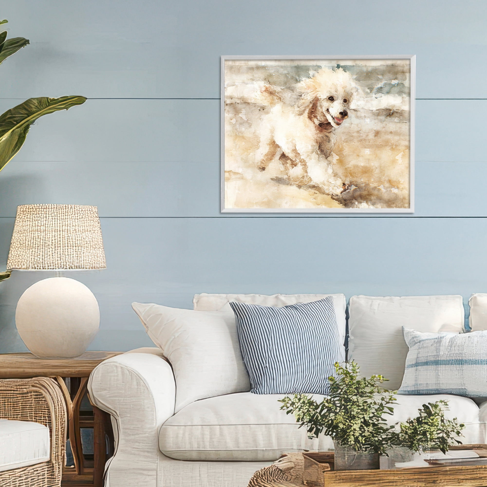 Stupell Industries Coastal Breeze & Poodle White Framed Giclee Art, design by Svetlana Aleynikova