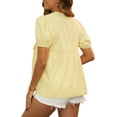 thumbnail image 3 of INSPIRE CHIC Women's Cute Striped Maternity Top 100% Cotton Bow Candy Color Lace-up Babydoll Blouse for Pregnancy XL Yellow, 3 of 6