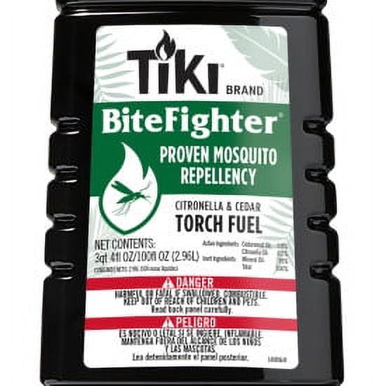 TIKI BiteFighter Mosquito Repellent Torch Fuel – Citronella & Cedar Formula for Outdoor Use, 100oz Easy-Pour Bottle, Ideal for Torches & Table Torches
