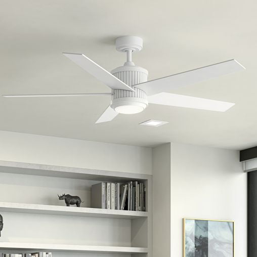 56" Kichler Brahm Matte White LED Modern Ceiling Fan with Remote