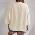 thumbnail image 2 of yunLCZ Women Shirts 3/4 Sleeve Blouses For Womens 2025 Summer V Neck Button Shirts Casual Plus Size Beach Tunic Tops Office Shirts Beige L, 2 of 4