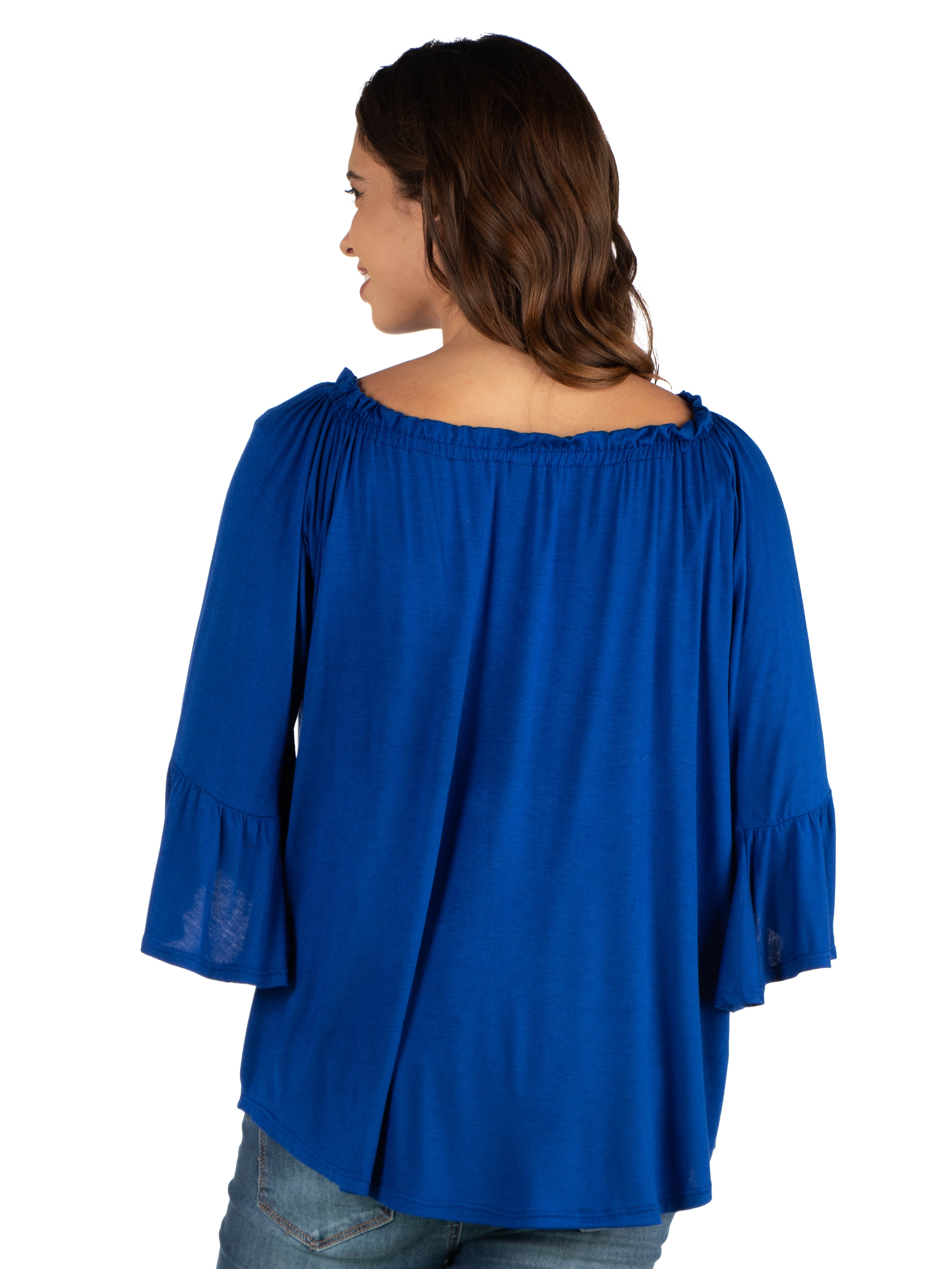 24seven Comfort Apparel Bell Sleeve Loose Fit Maternity Tunic Top