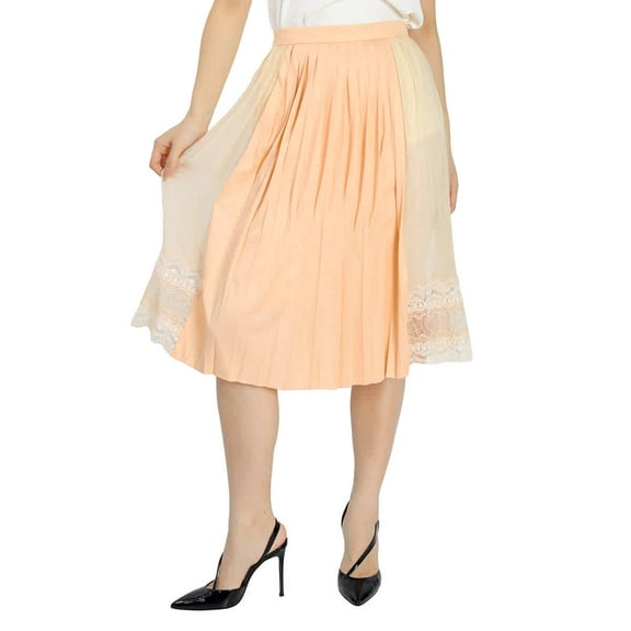 Burberry Ladies Lace Detail Silk Soft Peach Skirt, Brand Size 6 (US Size 4)