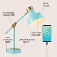 thumbnail image 3 of JONATHAN Y Allegra 18.5" Classic Farmhouse Adjustable Cantilever LED Task Lamp with USB Charging Port, Cyan/Brass Gold, JYL7124C, 3 of 6