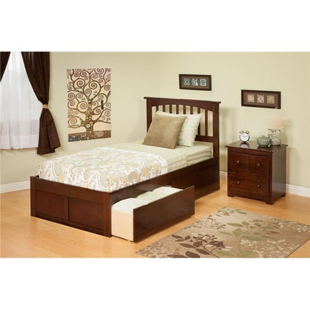 Twin Maple Headboard - Mission Extra Large Match Footboard with Urban Bed Drawers x 1 - Natural Maple, Twin Size