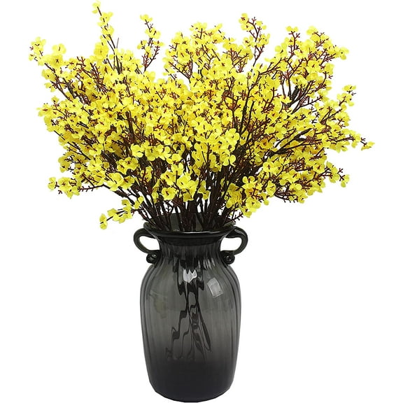 Viworld Silk Artificial Flowers Babys Breath 6 Pcs Bulk Real Touch Faux Gypsophila Bouquet Fake Plant Fall Spring Decor for Home Kitchen Bedroom Wedding Party Decorations, Yellow