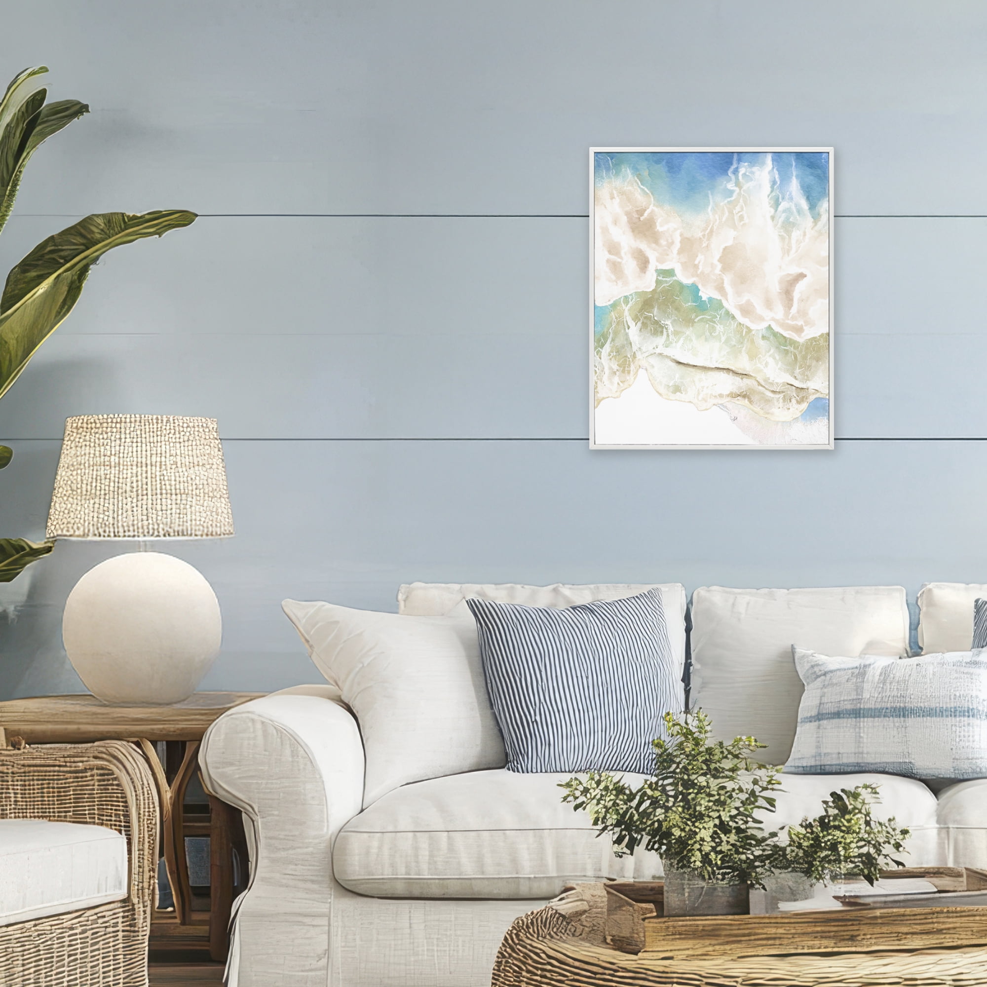 Stupell Industries Washed Away Tide Abstract White Framed Giclee Art, design by Jesse Keith