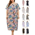 thumbnail image 3 of Vestido, Vestido de tumbona para mujer, camisones sueltos de talla grande Vintage, pijamas para desc Abanopi  Gris/3X-grande, 3 of 7