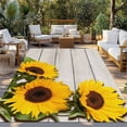 thumbnail image 2 of Spring Sunflowers Outdoor Rug for Patio/Deck/Porch, Non-Slip Large Area Rug 4 x 6 Ft, Yellow Floral Turquoise Farmhouse Grey Wooden Indoor Outdoor Rugs Washable Area Rugs, Camping Rug Carpet Runner, 2 of 8