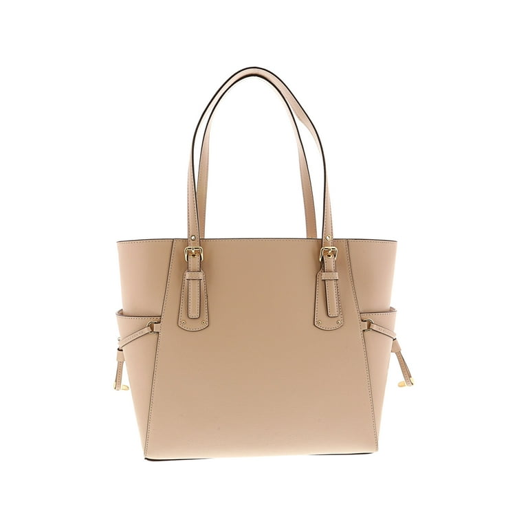 Michael Kors Small Voyager Textured Crossgrain Leather Tote- Soft Pink in Light Pink