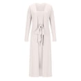 thumbnail image 3 of Oplxuo Women's 2 Piece Ribbed Outfits Open Front Cardigan Tie Knot Front Tank Bodycon Midi Dress 2024 Fall Loungewear Sets, 3 of 5