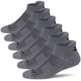 thumbnail image 1 of APTYID Calcetines deportivos para correr al tobillo con cojín de rendimiento para hombre, gris oscuro, talla 9-12, 6 pares, 1 of 5