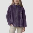 thumbnail image 2 of Caqnni Kids Fleece Jacket Girls Clothes Girls' Outerwear Jackets Kids Soft Fleece Jacket Zip up Hoodie with Pockets Girls Sherpa Jacket (Z02-Purple,12-13 Years), 2 of 5