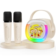 JAUYXIAN Karaoke Machine, Portable Home Singing Karaoke Speaker Sytem with RGB Light, Bluetooth Speaker with 2 Microphones