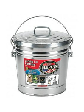 Galvanized Container/Trash Can with Lid, 6 Gallon