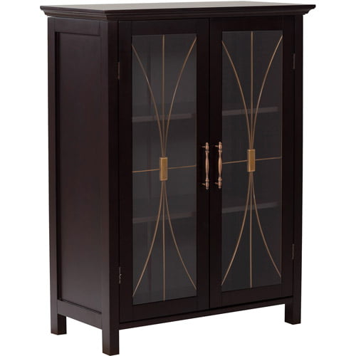 Elegant Home Fashions Windsor 2-Door Floor Cabinet in Dark Espresso 