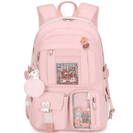 AO ALI VICTORY Laptop Backpacks 16 Inch School Bag College Backpack Large Travel Daypack Kawaii Bookbags for Teens Girls Women Students (Pink)