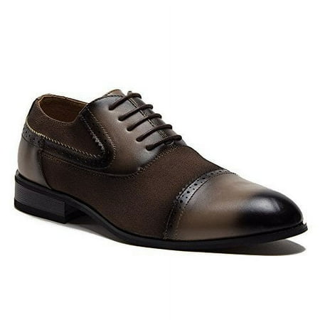 New Men s 36829 Leather Lined Perforated Cap Toe Combined Lace Up Dress Oxfords Shoes