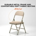 thumbnail image 2 of Nazhura Adult Modern Metal Indoor Patio Padded and with Back Folding & Stacking Chairs, Oatmeal Strip Fabric (Set of 4), 2 of 8