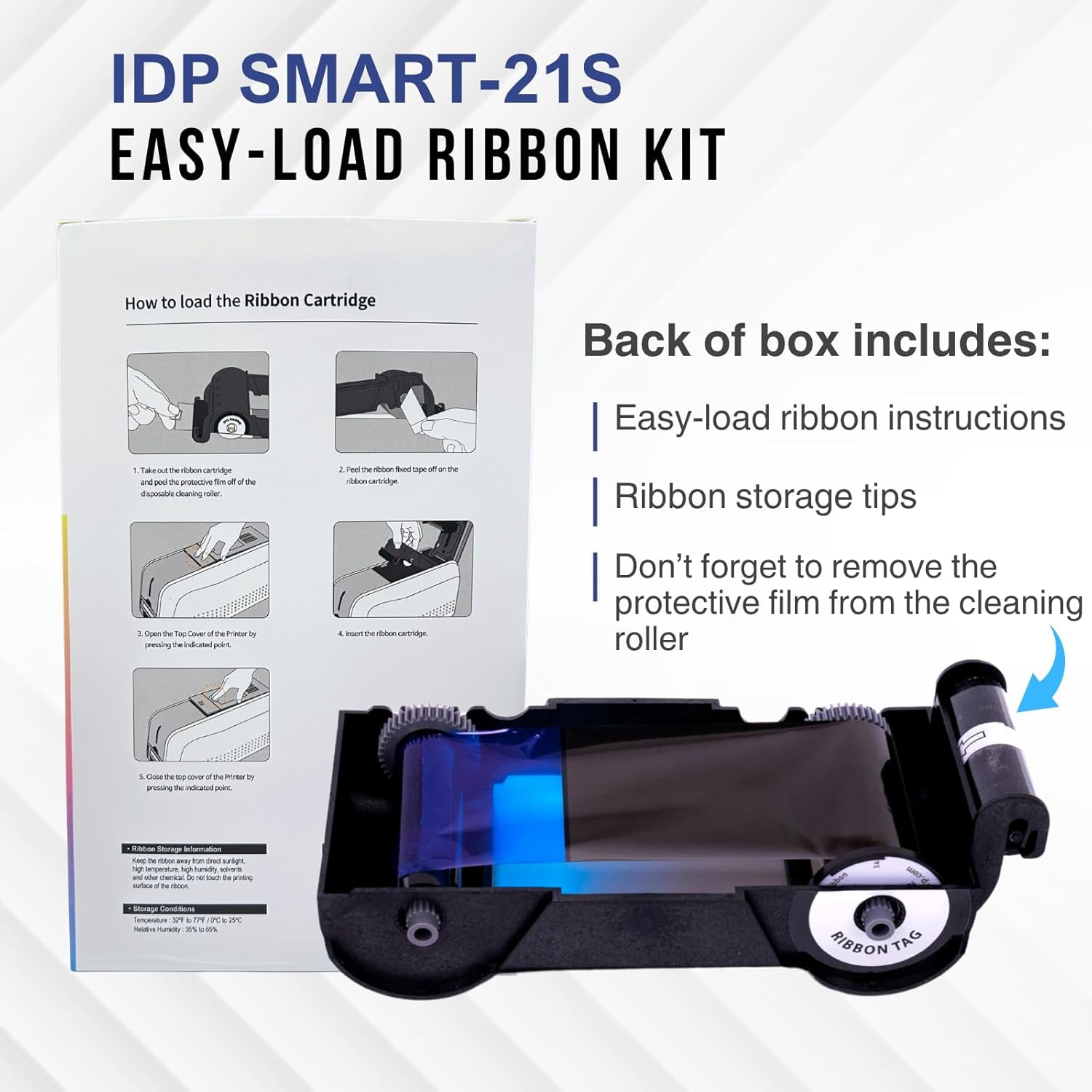 IDP SMART-21S ID Printer Easy-Load Color Ribbon Kit YMCKO, 100 Prints (Compatible with IDP SMART-21 ONLY)