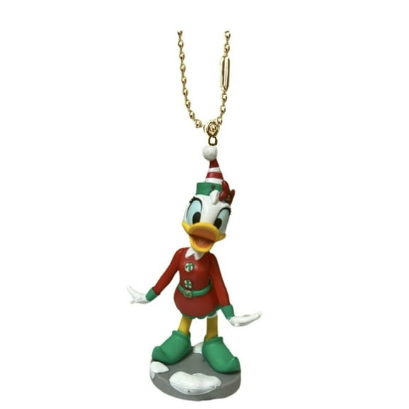 Daisy Duck Santa Candy Cane Keychain Dangler PVC Ornament Holiday Attire Figure New