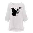 thumbnail image 4 of Camiseta holgada de manga 3/4 con cuello redondo y estampado a la moda para mujer Fridja  fjkfkj3502, 4 of 5