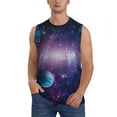 thumbnail image 2 of Lsque Planets Stars And Galaxies1 Print Men's Cotton Blend Sleeveless Muscle Shirts (S-3XL)- Moisture Wicking, Odor Protection, UPF 30+,3X-Large, 2 of 8