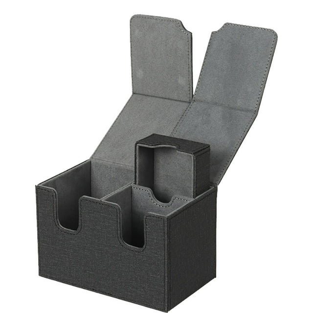 QualitChoice Boîte de Rangement pour Cartes à Collectionner en Cuir PU Grande Capacité Souvenir Protecteur Conteneur Adultes Noir