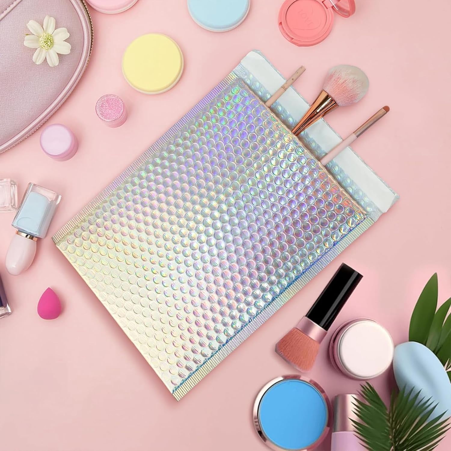 25 Pcs Metallic Bubble Mailers,8.5x12 Inch Holographic Bubble Mailers,Self Seal Waterproof Shipping Bags,Poly Padded Envelopes for Mailing Packaging Small Business