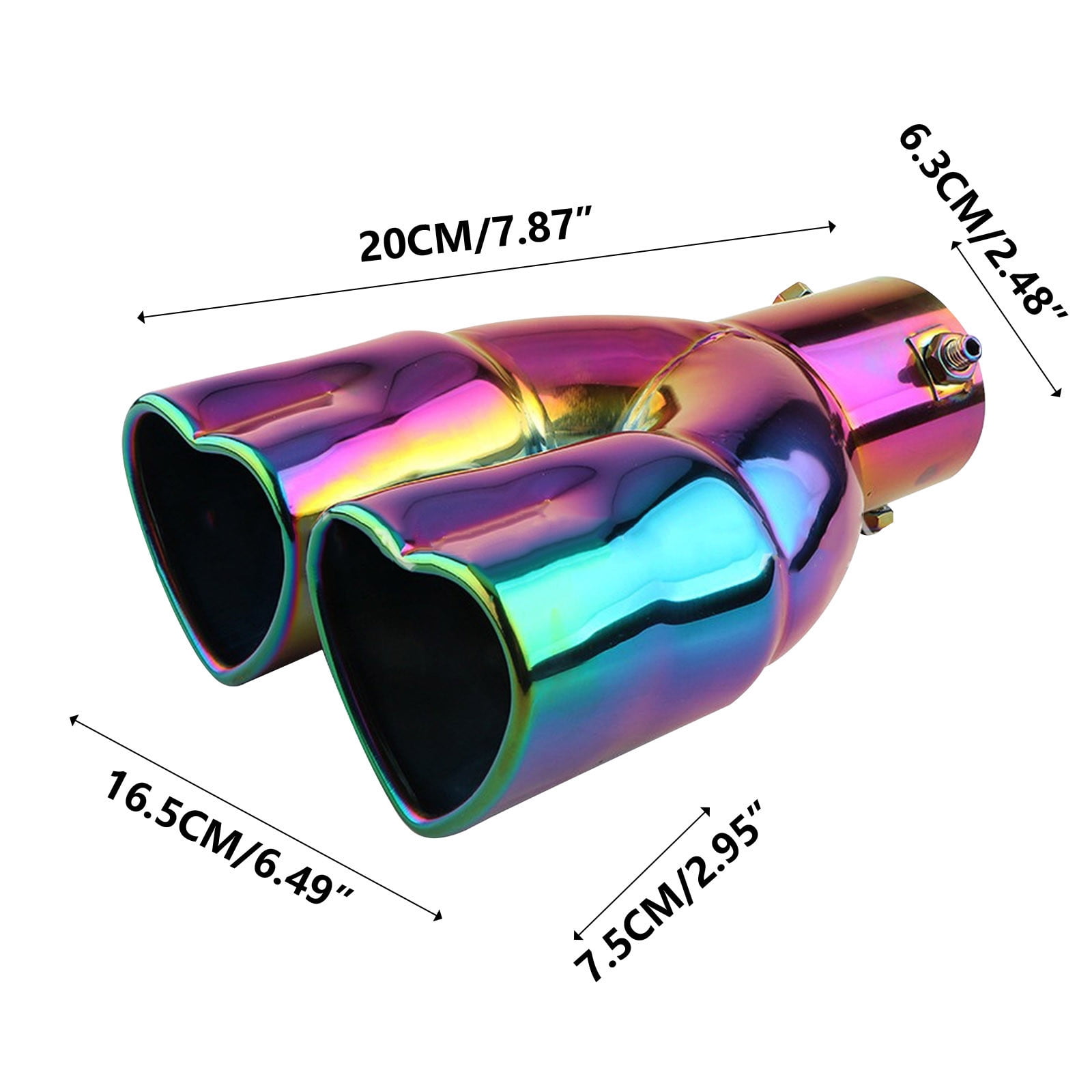 Heart Dual Exhaust Tip 2.5" Inlet, Adjustable Stainless Steel Y Shaped Exhaust Pipe, Modified Exhaust Tail Pipe Universal for Most Car