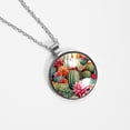 thumbnail image 4 of Cactus Glass Design Circular Pendant Necklace for Women - Fashion Jewelry, 4 of 5