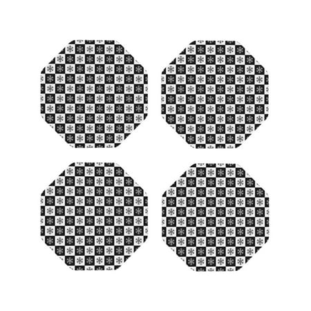

Vsdgher Checkerboard With Snowflake 1 Leather Coasters for Drinks Durable Drink Coasters 4 Set for Tabletop Protection Luxurious Home Décor and Housewarming Gift-Octagon