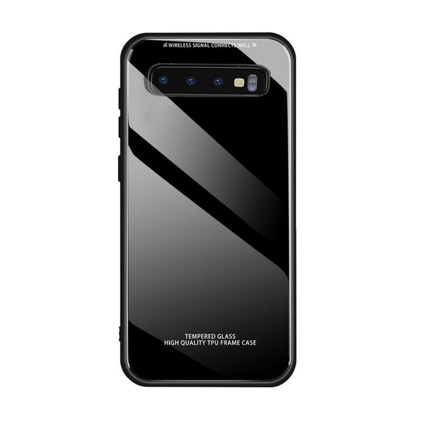 Serie compatible con Samsung Galaxy S10 Plus, cubierta trasera híbrida de vidrio templado 9H que imita la parte posterior de vidrio del S10 Plus resistente a los arañazos + parachoques de TPU