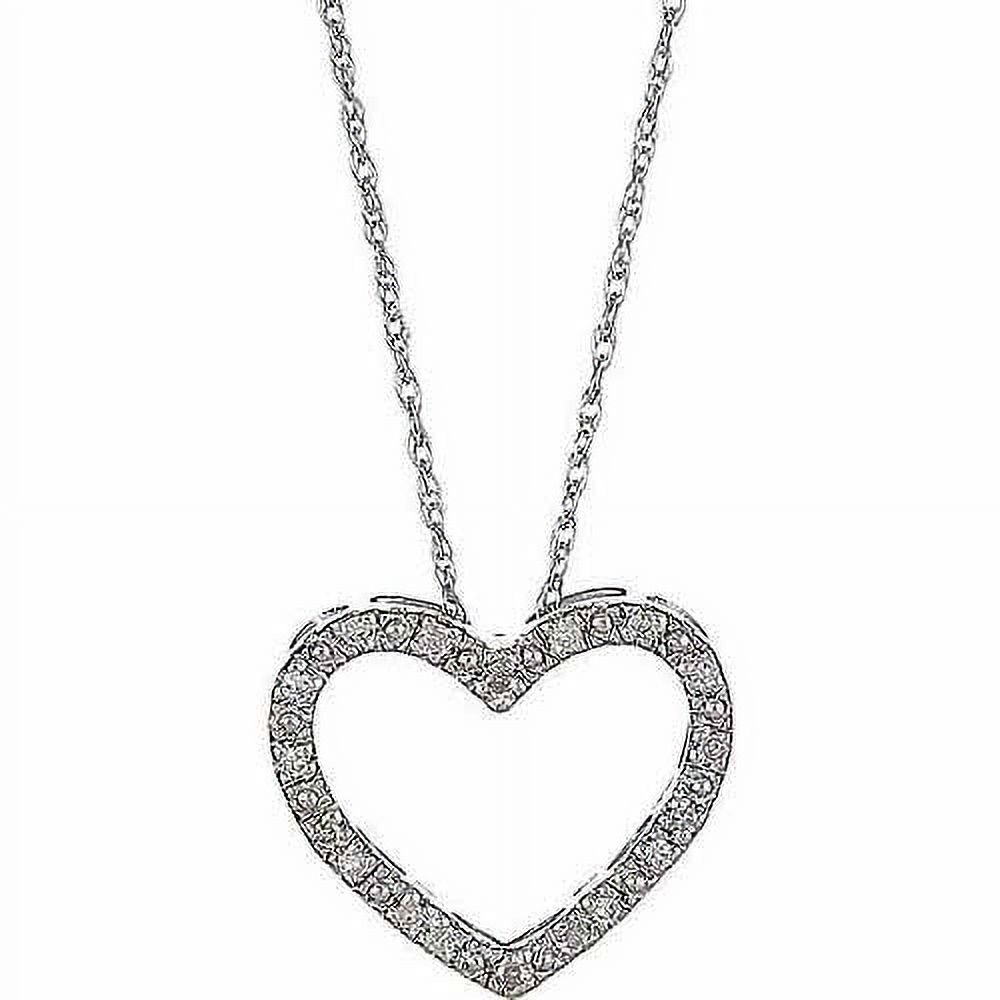 Accent Carat T.w. Round White Diamond Sterling Silver Heart Pendant
