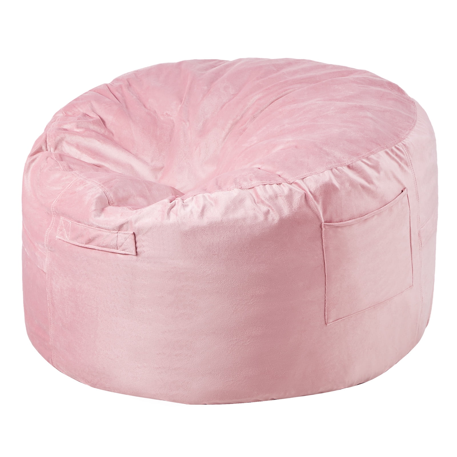 KFFKFF Bean Bag Seat, 3-foot Circular Bean Bag with Detachable and Cleanable Cover, 25D Memory Foam Packed with Gentle and Silky Dutch Velvet, Bean Bag for Sleeping Room or Game Room, Rose