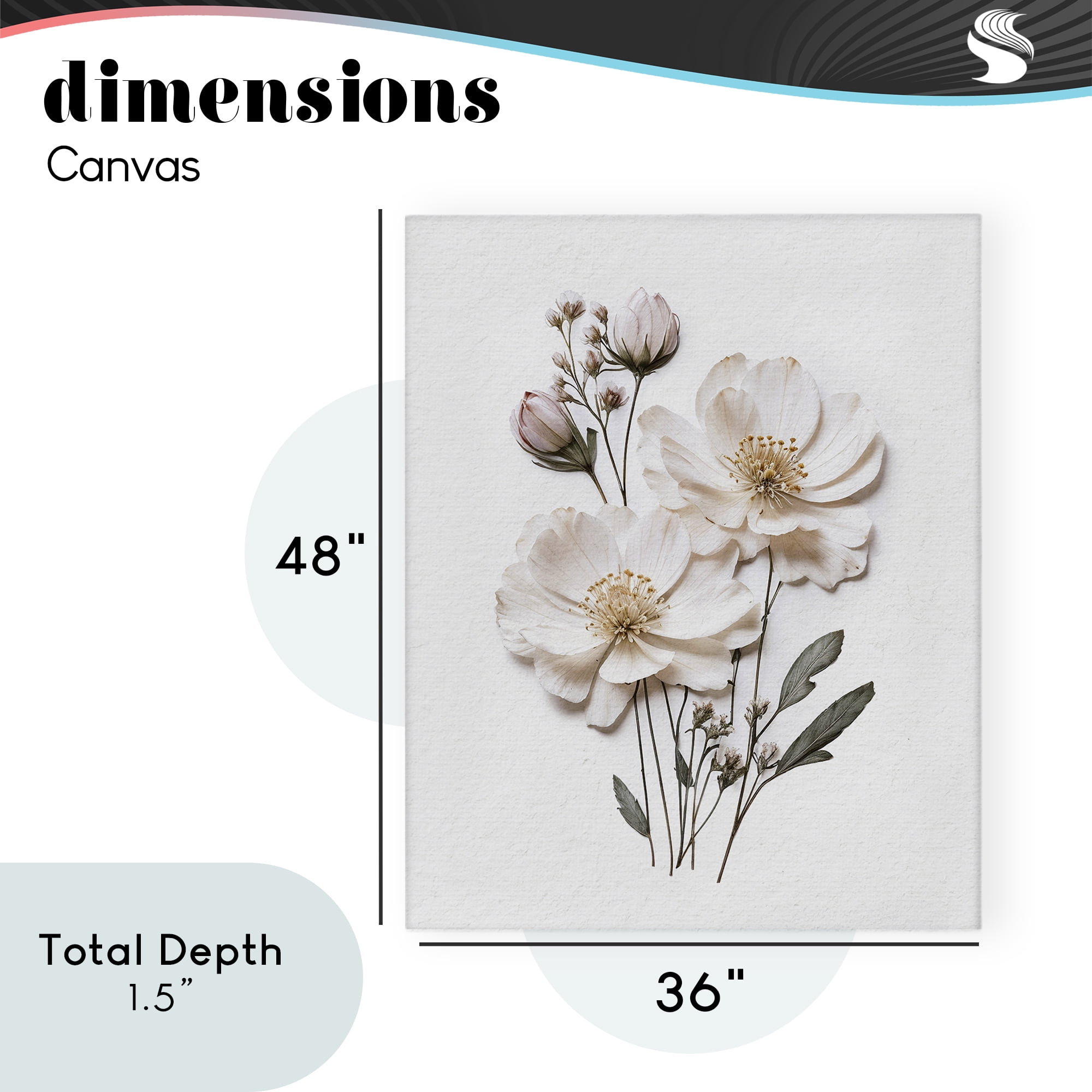 Elegant Pressed Flowers Canvas Wall Art, design by Lettered and Lined
