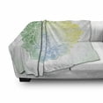 thumbnail image 3 of Lotus Soft Flannel Fleece Throw Blanket, Boho Mandala in Soft Tones Watercolor Traditional Artwork, Cozy Plush for Indoor and Outdoor Use, 70" x 90", Jade Green Pale Blue, by Ambesonne, 3 of 6