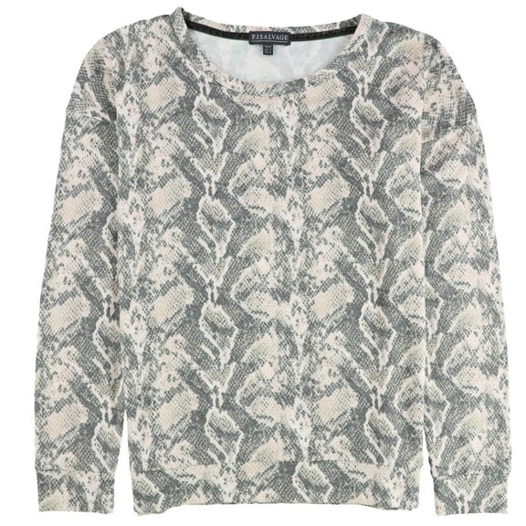 P.J. Salvage Womens Snake Print Pajama Sweater, Beige, Small