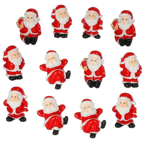 12pcs Lovely Santa Claus Statue Ornament Christmas Decorative Micro Landscape Scene