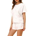 thumbnail image 4 of INSPIRE CHIC Women's Pajama Set Tie Dye Print Short Sleeves Tops and Shorts 2 Pcs Lounge Sets S Pink, 4 of 5
