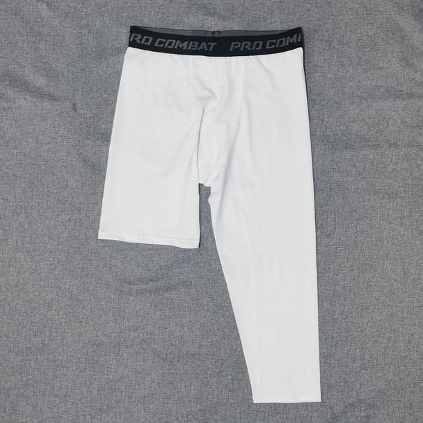 Elbourn 2PCS One Leg Compression Tights for Basketball Capri Tights 3/4  Compression Pants Men Black(Short Left,XL)
