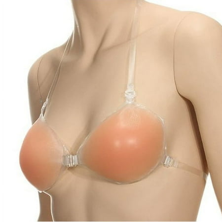 HOMEMAXS Washable Reusable Silicone Bra with Selfadhesive Cups and Transparent Straps for Invisible Support One Pair A Cup