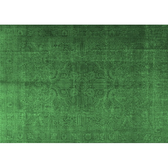 Ahgly Company Indoor Rectangle Persian Emerald Green Traditional Area Rugs, 4' x 6'