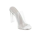 thumbnail image 3 of Static Footwear Women's Clear Open Toe Single Band Chunky Heels Mules High Heels Slip on Slide Sandals, 3 of 4