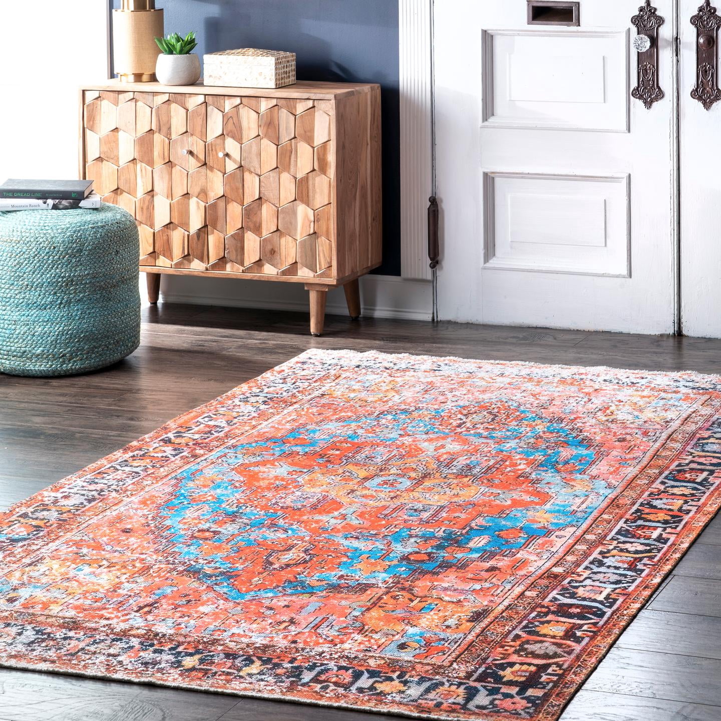 nuLOOM Fionella Printed Timeworn Medallion Flatweave Area Rug Walmart