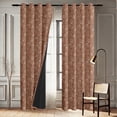 thumbnail image 4 of Vargottam Fine Line Rose Floral Design Blackout Curtains - Set of 2 Panels, 42 x 63 Inches Each - Light Blocking & Thermal Insulated Drapes with Grommet Top for Bedroom & Living Room - Brown, 4 of 9