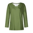 thumbnail image 3 of Giftesty Womens Shirts Plus Size Women's Solid Color V-Neck Long Sleeve Pleated Top, 3 of 3