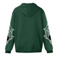 thumbnail image 4 of Spider Web Graphic Zip Up Hoodie Oversized Sweatshirt For Men Women Vintage Y2K Streetwear Long Sleeve Drawstring Casual Jacket Halloween Tops Green XL, 4 of 4