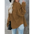 thumbnail image 2 of Women Corduroy Shirts Jacket Shacket Casual Button Down Long Sleeve Oversized Tops Plus Size, 2 of 5