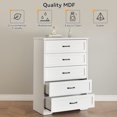 thumbnail image 4 of Blanca 5-cajón cómoda gabinete featuring metal handles y anti-collapse safety design, ideal para para dormitorio, entrada, o sala de estar, 4 of 8